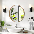 WallBeyond Round Wood Mirror 24 inch Circle Wall Mirror for Bathroom Round Wall Mirror for Wall Decor, Vanity, Entryway Living Room (Natural)