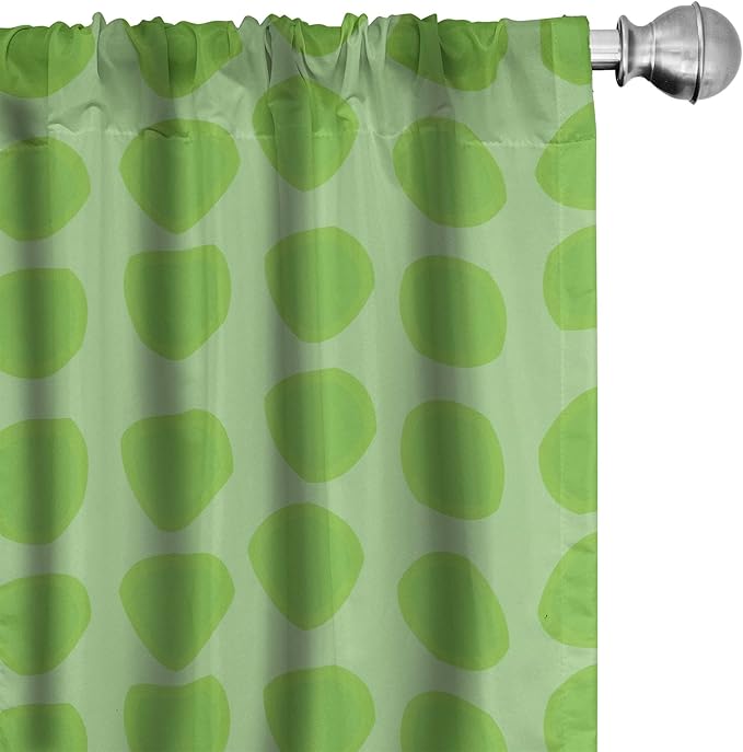 Ambesonne Lime Green Window Curtains, Simplistic Formless Geometric Shapes in Different Shades Theme, Lightweight Decor 2-Panel Set with Rod Pocket, Pair of - 28" x 84", Green