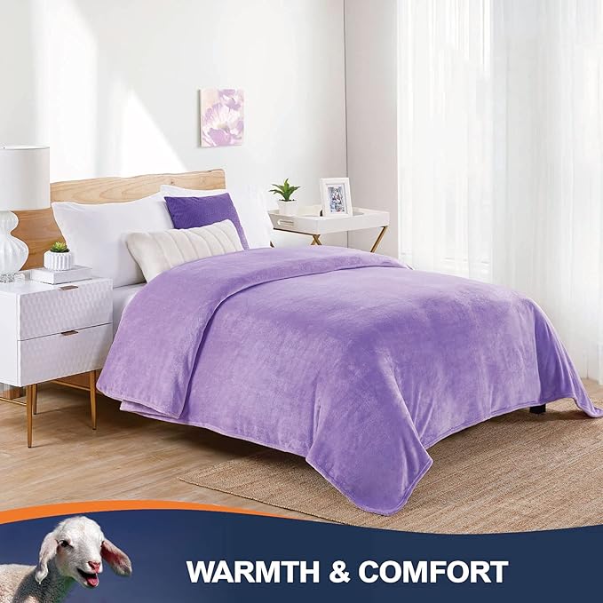 Walensee Fleece Blanket Plush Throw Fuzzy Lightweight (Throw Size 50x60 Lavender) Super Soft Microfiber Flannel Blankets for Couch, Bed, Sofa Ultra Luxurious Warm and Cozy for All Seasons