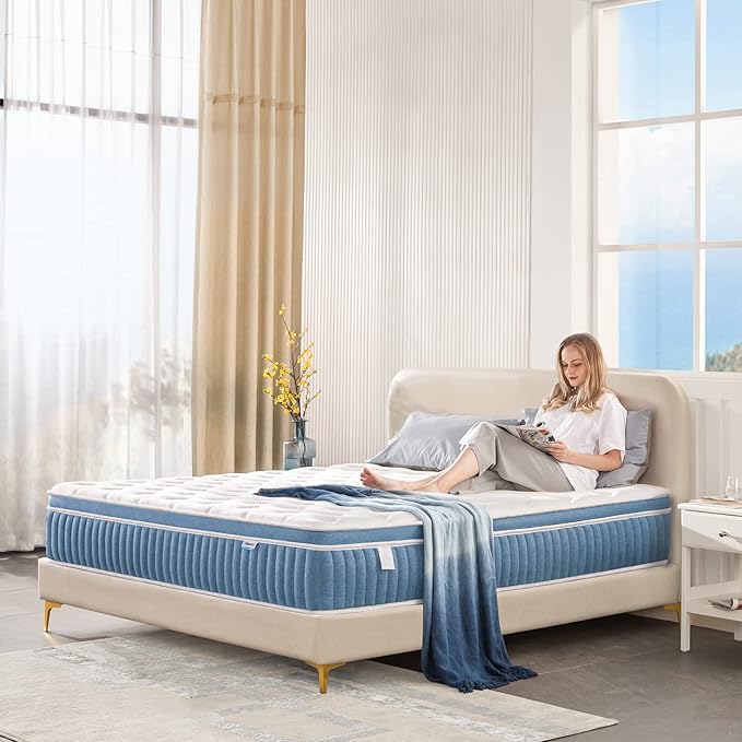 Rimensy King Mattress, 12 Inch Hybrid King Size Mattresses in a Box, Upgrade Individually Pocket Springs, Medium Firm