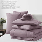 CozyLux Queen Size Comforter Set Dusty Purple - 7 Pieces Bed in a Bag Dusty PurpleComforter Queen Size, Bedding Set with All Season Quilted Comforter, Flat Sheet, Fitted Sheet, Pillowcases