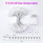 Minetom Star String Lights Battery Operated - 17 ft 50 LED Star Fairy String Lights with Timer, Waterproof for Indoor Bedroom Tent Loft Bed Patio Party Wedding Decor, Multi-Color