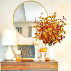 4pcs Artificial Fall Eucalyptus Leaves Stems, 27" Fall Flowers Eucalyptus Leaves Branches Faux Fall Leaf Spray Fall Decorations for Home Floral Arrangement Autumn Table Centerpiece