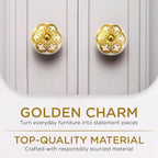 Perilla Home Set of 6 Gold Design Ceramic Knobs Decorative Round Knobs for Home Kitchen Cabinet Vintage Hardware Cupboard Door Dresser Wardrobe Drawer Pulls