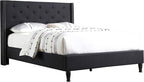 Home Life Premiere Classics Cloth Black Linen 51" Tall Headboard Platform Bed with Slats King - Complete Bed 5 Year Warranty Included 007