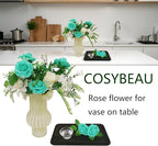 Artificial Rose Flowers 25pcs, Turquoise Blue Foam Fake Rose Faux Flower for Wedding Bouquets Bridal Shower Centerpieces Floral Arrangements Home Decorations Party Backdrops Table