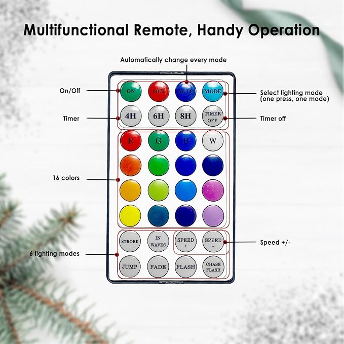 Color Changing Fairy String Lights with Remote & Timer, 33FT 100 LED LED Christmas Light, Waterproof RGB Twinkle Lights for Outdoor Indoor Halloween, Bedroom, Xmas Party Wedding Decor