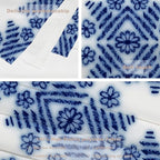Batmerry Blue Art Flower Tapestry,Blue White Ceramic Glaze Tie Dye Wall Art Hanging Decoration Polyester Fiber White Ruffled Around for Dorm Room Bedroom Living Room, 59.1x59.1 inches