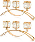3 Arms Crystal Candle Holders, Arch Candlestick Table Candelabras Centerpieces for Wedding, Dinning Room, Cabinet Ornaments, Home Decoration， Gift (Gold, 2 Pcs-3 Arm Arched)
