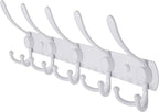Dseap Wall Mounted Coat Rack - 5 Tri Hooks, Heavy Duty, Stainless Steel, Metal Coat Hook Rail for Coat Hat Towel Purse Robes Mudroom Bathroom Entryway,White