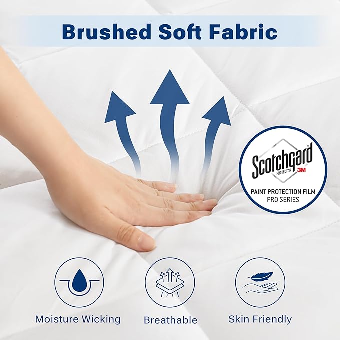 Sleep Philosophy Waterproof Mattress Protector Full Size Mattress Pad, 3M Scotchgard, Quilted & Fitted Microfiber Mattress Topper, Noisless & Deep Pocket Fits Up to 20" Mattress, Full White