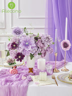 Alecono Artificial Flowers, Purple Fake Flowers Combo Box with Stems for DIY Wedding Bridal Bouquets, Cake Party Table Centerpieces Home Decor