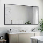 Antok Bathroom Mirror,55"x30" Wall Mirror, Decorative Mirrors Vanity Mirror Aluminum Alloy Frame Contemporary Hanging Mirror for Living Room Bathroom Entryway,Black,Rect Corner