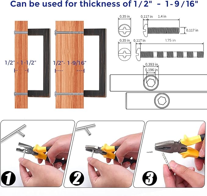 Ravinte 10 Pack Solid Kitchen Cabinet Handles Oil Rubbed Bronze Cabinet Pulls Slim Drawer Pulls with 3 Inch Hole Center Square Bar Kitchen Cabinet Hardware
