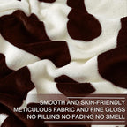 Richave Fleece Cow Print Blanket for All Season - Premium Lightweight Anti-Static Brown and Ivory Throws Travel Blankets Plush Gift for Daughter Mom, Bedroom Decor 51" x 60"(Brown Cow)