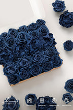 Ling's Moment Artificial Flowers Fake Roses Faux Foam Peony Combo for DIY Wedding Bouquets Centerpieces Arrangements Bridal Shower Party Home Decorations, Navy Blue, 24pcs
