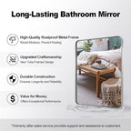 ANDY STAR 40”X30” Chrome Bathroom Mirror, Polished Chrome Bathroom Vanity Mirror, Rounded Rectangle Mirrors for Wall, SUS304 Anti-Rust Tube Metal Frame, Wall Mounted Horizontal/Vertical 1’’ Deep