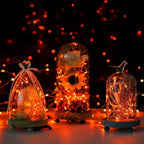 ANJAYLIA Orange String Lights for Halloween Battery Operated Fairy Lights, 16.4ft 50 LEDs Twinkle Firefly Lights for Garden,Thanksgiving Day,Christmas Indoor Decoration