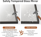 55”x 30” Blak Bathroom Mirrors for Over Sink, Black Framed Vanity Mirror for Bathroom, Shatter Proof, Tempered Glass, Rectangle Wall Mirror Horizontally/Vertically