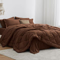 Love's cabin Twin XL Comforter Set Brown, 5 Pieces Twin XL Bed in a Bag, All Season Bedding Sets with 1 Comforter, 1 Flat Sheet, 1 Fitted Sheet, 1 Pillowcase and 1 Pillow Sham