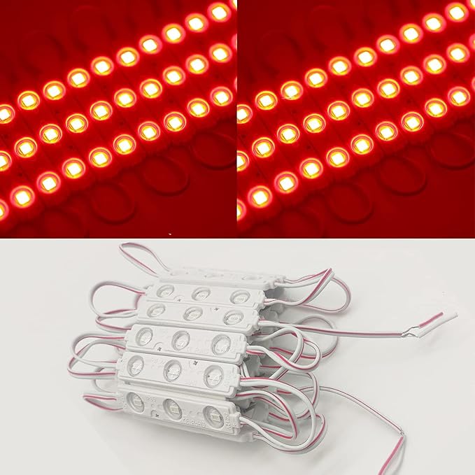 LED Module, 100pcs 49.8 Ft 5730 SMD 150LM Per LED Module IP65 Waterproof Decorative Light for Advertising Signs with Tape Adhesive Backside (Red Light)