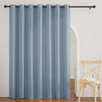 RYB HOME Semi Sheer Linen Curtains 108 inches Long, Light Filtering Airy Machine Washable Durable Vintage Window Decor for Living Room Bedroom Nursery, Dusty Blue, W 60 x L 108, 1 Pc