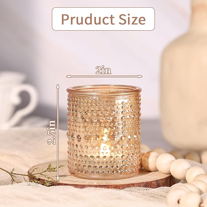 40Pcs Glass Votive Candle Holders, Gold Tea Light Candle Holders Vintage Tealight Candle Holder Bulk for Autumn, Thanksgiving Table Centerpieces, Christmas Decor (Gold)