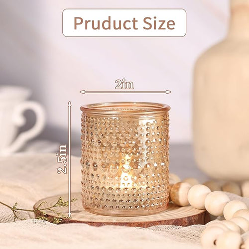 15Pcs Glass Votive Candle Holders, Gold Tea Light Candle Holders Vintage Fall Tealight Candle Holder Bulk for Autumn, Thanksgiving Table Centerpieces, Christmas Decor (Gold)