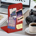 Acrimet Metal Bookends, Non-Skid Book Stand for Shelves, Heavy Duty Book Stopper, 6-7/8" H x 4" W x 4-1/2“ D, Red, 1 Pair
