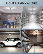 Adiding LED Garage Light Rotatable 2 Pack, Bright Basement Shop Ceiling Bay Lighting Fixture w/ 6 Adjustable Panels Screw in E26 E27 Bulb Base for Attic, Shed, Warehouse, Home Gym, Utility, Workshop