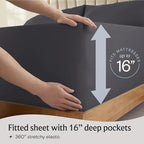 LuxClub 4 PC Queen Sheet Set, Sheets Queen Size, Deep Pockets Wrinkle Free Cooling Sheets Machine Washable Hotel Bedding Silky Soft - Dark Grey Queen