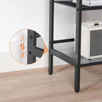 HOOBRO Black Side Table, 3-Tier Metal Side Table, Small Black Table with 2 Flat or Slant Adjustable Shelves for Small Spaces, Hallway, Living Room, Bedroom, Sturdy, Easy Assembly, Black BB23BZ01G1