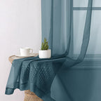 Aiyufeng Dusty Blue Sheer Curtains 36 inches Long, Short Kitchen Window Treatment Solid Sheers Cafe Curtains Bathroom Voile Half Window Curtains 2 Panels, Rod Pocket, 40" Wx36 L