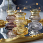 WDHODEC Orange Candlestick Candle Holders 12PCS Glass Taper Candle Holders for Table Centerpiece Colorful Gradient Candle Sticks for Wedding, Party and Festival Decoration