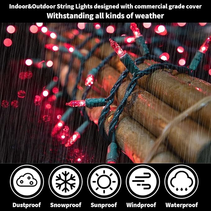 LAMPHOME Super-Bright Extendable Pink Christmas Lights Decoration 300Lights 63.8ft(2pk of 150L) UL Certified Mini Bulb String Lights Set for Outdoor Christmas Tree Garden Holiday Party Patio Decor