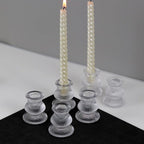 WDHODEC Clear Glass Candlestick Holders 12PCS Taper Candle Holders for Table Centerpiece Colorful Candle Sticks for Wedding, Party and Festival Decoration