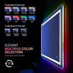 LOAAO 40"X36" LED Bathroom Mirror with Lights, Anti-Fog, Dimmable, RGB Backlit + Front Lighted, Bathroom Vanity Mirror for Wall, Memory Function, Waterproof, Tempered Glass