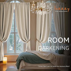 Lazzzy Velvet Blackout Curtains Thermal Insulated Room Window Drapes Super Soft Luxury Curtains for Living Room Bedroom Rod Pocket 2 Panels, Beige, 52" W x 108" L
