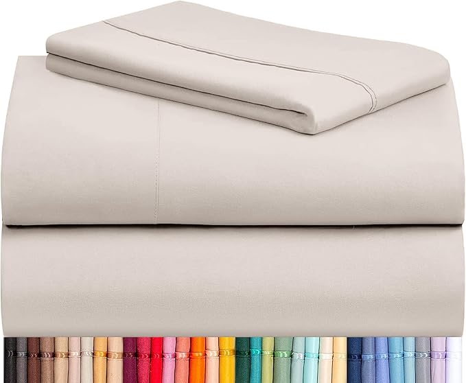 LuxClub 3 PC Sheet Set Bed Sheets Deep Pockets 16" Eco Friendly Wrinkle Free Cooling Machine Washable Hotel Bedding Silky Soft - Linen Twin XL