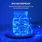 JMEXSUSS 4 Pack 50 LED Fairy Lights Battery Operated Silver Wire 16.1ft Waterproof Blue Christmas Lights for Party Wedding Indoor Outdoor Decorations