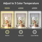 32x32 Inch Lighted Bathroom Mirror for Wall, LED Mirror for Bathroom, Dimmable, Anti-Fog, Lighted Bathroom Vanity Mirror for Wall, ETL Listed, Tempered Glass(Horizontal/Vertical)