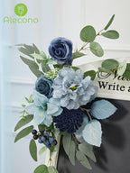 Alecono Artificial Flowers, Dusty Blue Fake Flowers Combo Box for DIY Wedding Bridal Bouquets, Cake Party Table Centerpieces Home Decor