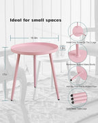 AOJEZOR Side Table: End Table for Any Room - Round Side Tables for Small Spaces - Pink with 3 Legged