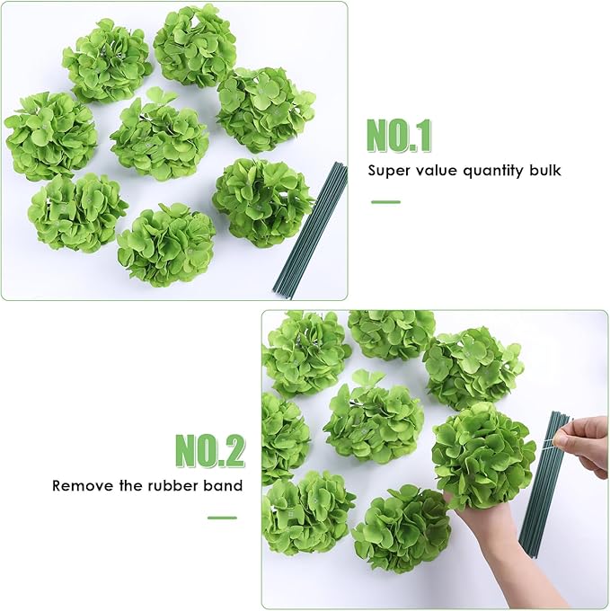 AVIVIHO 65 PCS Green Hydrangea Artificial Flowers Bulk Realistic Fake Hydrangeas Silk Flowers with Stems for Home Weddings,Centerpieces,Party Arch Backdrop Decor DIY Florals Decorations