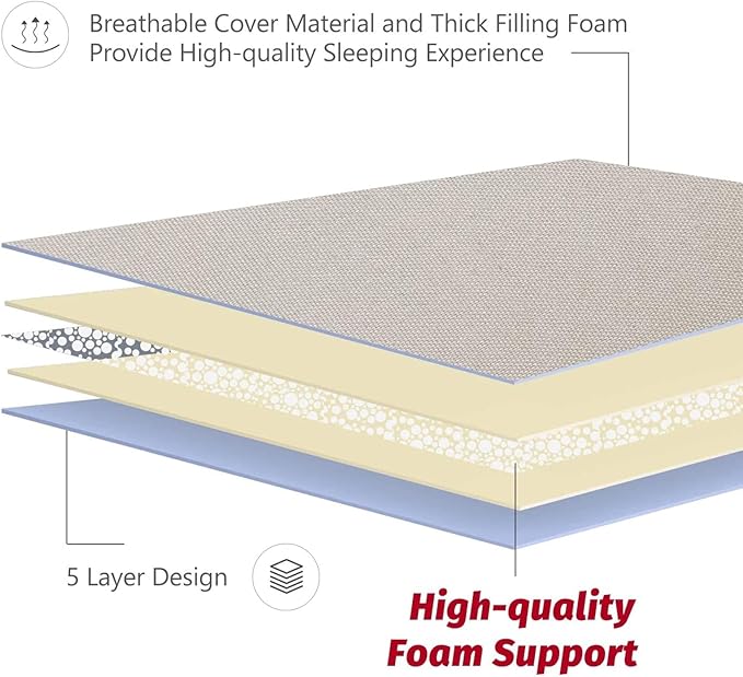 MAXYOYO Japanese Floor Mattress Futon Mattress, Thicken Sleeping Pad Foldable Roll Up Floor Futon for Adults Tatami Mat Dormitory Bed Lounger, Off White, Twin Size