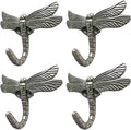 Dragonfly Hooks Wall Mounted Cloak Rack, Animal Heavy Duty Vintage Decorative Hooks, Indoor Outdoor Universal Cloak Rack Hooks for Coat Towel Robe Clothes Hats Bags Keys, Pack of 4