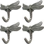Dragonfly Hooks Wall Mounted Cloak Rack, Animal Heavy Duty Vintage Decorative Hooks, Indoor Outdoor Universal Cloak Rack Hooks for Coat Towel Robe Clothes Hats Bags Keys, Pack of 4