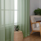 Aiyufeng Sheer Bedroom Curtains 2 Panel Sets 84" Inch Length - Transparent Light Weight Soft Sage Window Treatment Panels for Study Room/Living Room/Guest Room, Per Panel W40 X L84 inches