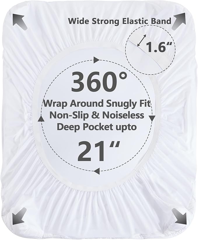 Twin XL Mattress Pad Waterproof, Soft Cooling Mattress Topper for College Dorm, Extra Long Twin Mattress Cover Protector Washable, Deep Pocket 8-21" (39x80 inch, White)