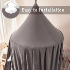 dix-rainbow Princess Decor Canopy for Kids Bed, Soft and Durable Bed Canopy for Girls Room Tent Canopy Dreamy Mosquito Net Bedding, Children Reading Nook Canopies Indoor(Grey)